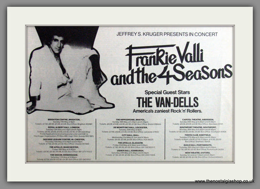 Frankie Valli And The 4 Seasons, Tour Dates. 1980 Original Advert (ref AD53416)