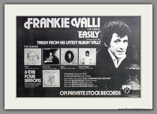 Frankie Valli, Easily. 1977 Original Advert (ref AD53418)