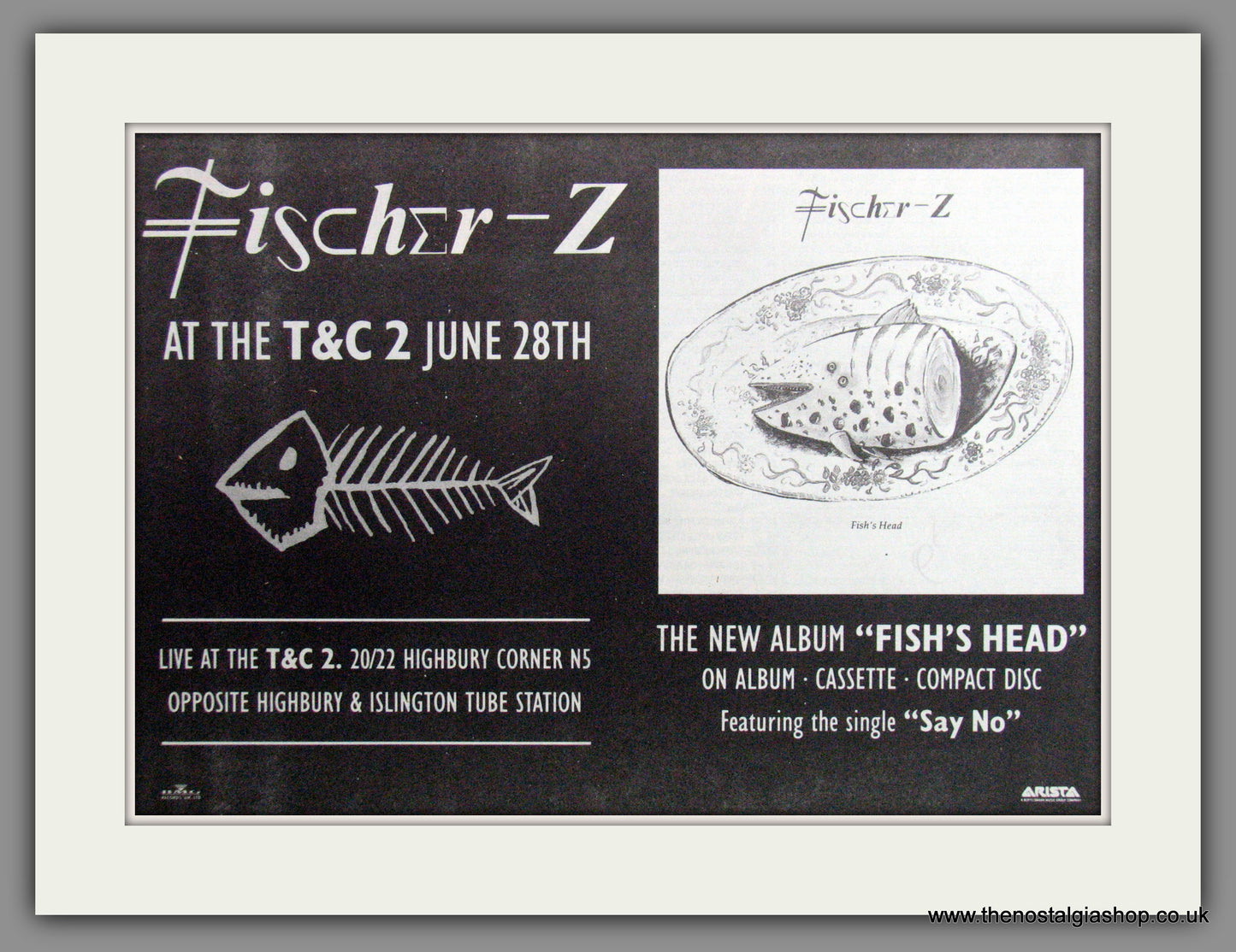 Fischer-Z, Fish's Head. 1989 Original Advert (ref AD53419)