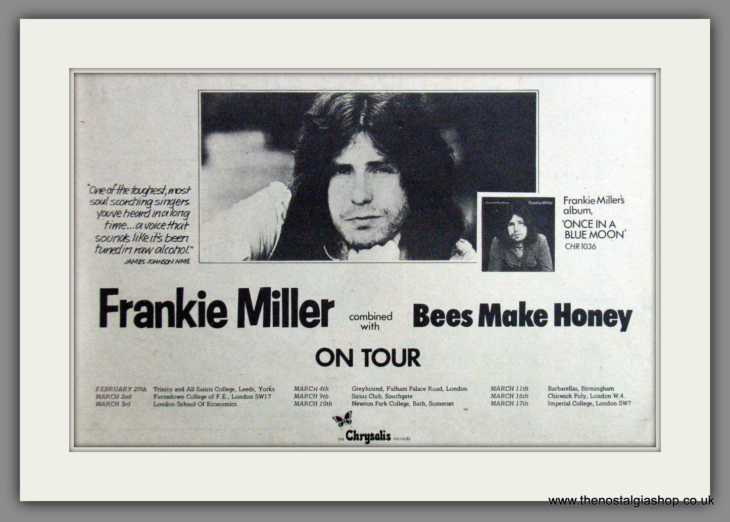 Frankie Miller, On Tour. 1973 Original Advert (ref AD53426)