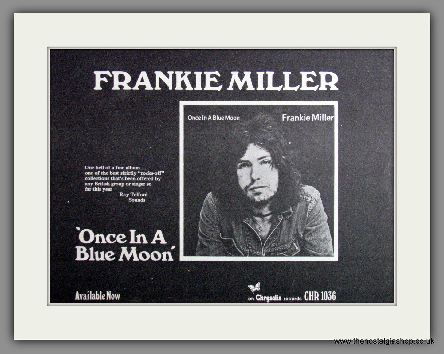 Frankie Miller, Once In A Blue Moon. 1972 Original Advert (ref AD53499)