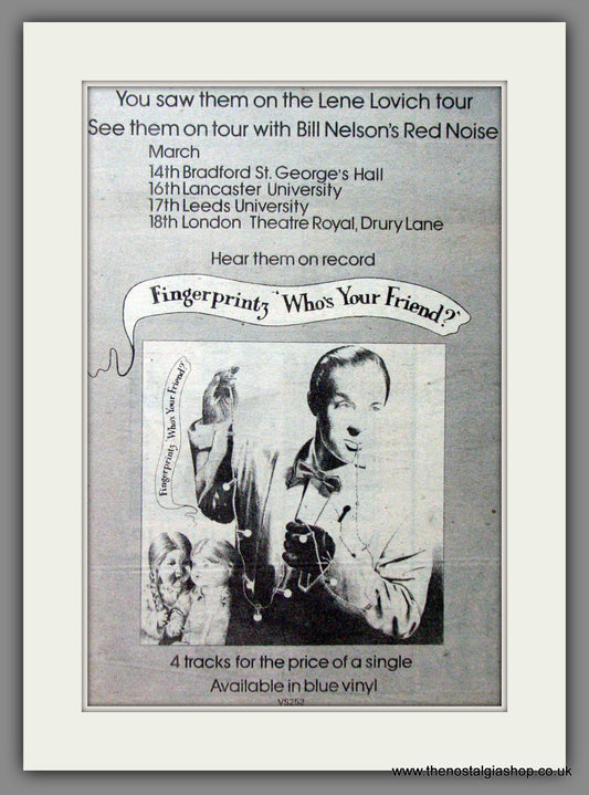 Fingerprintz, Who's Your Friend. 1979 Original Advert (ref AD53506)