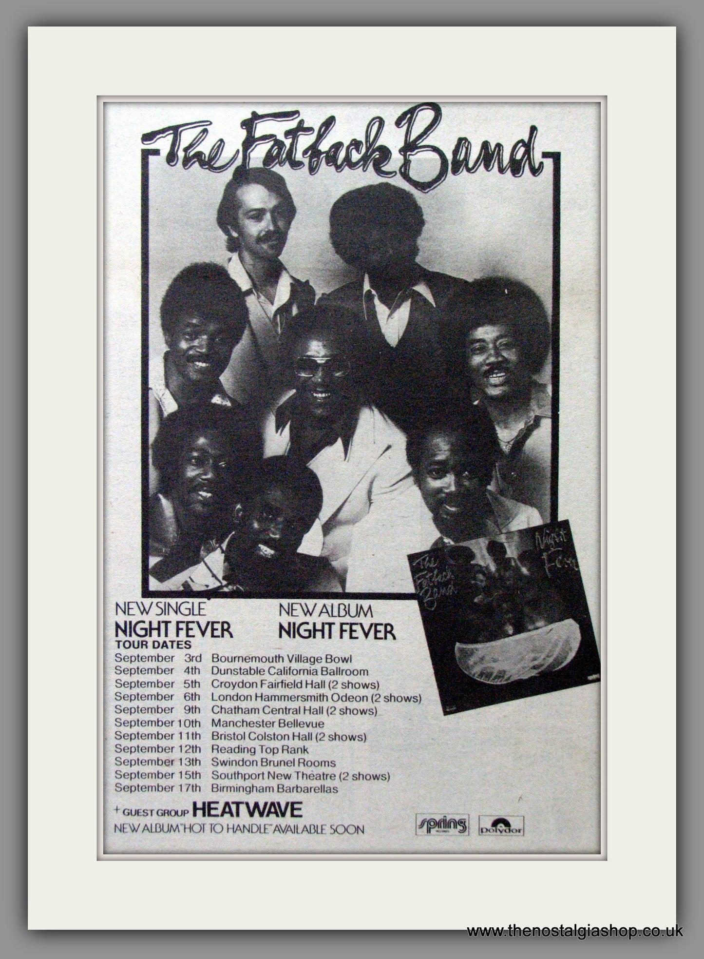 The Fatback Band. Night Fever. Original Advert 1976 (ref AD53509)