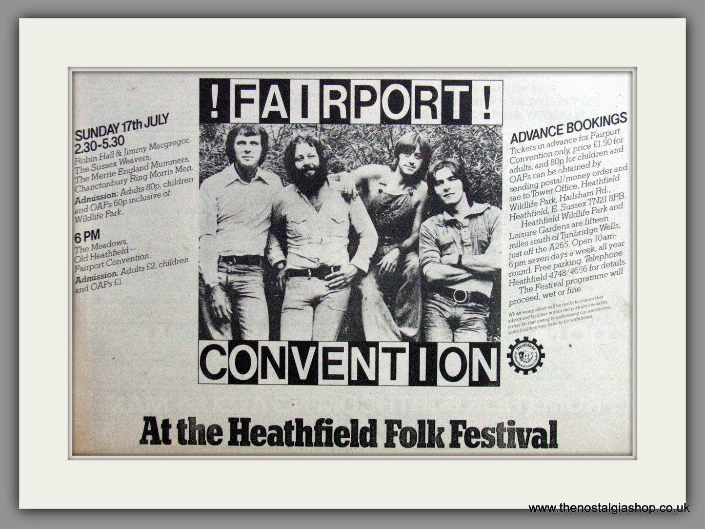 Fairport Convention Heathfield Folk Festival. 1977 Original Advert (ref AD53545)