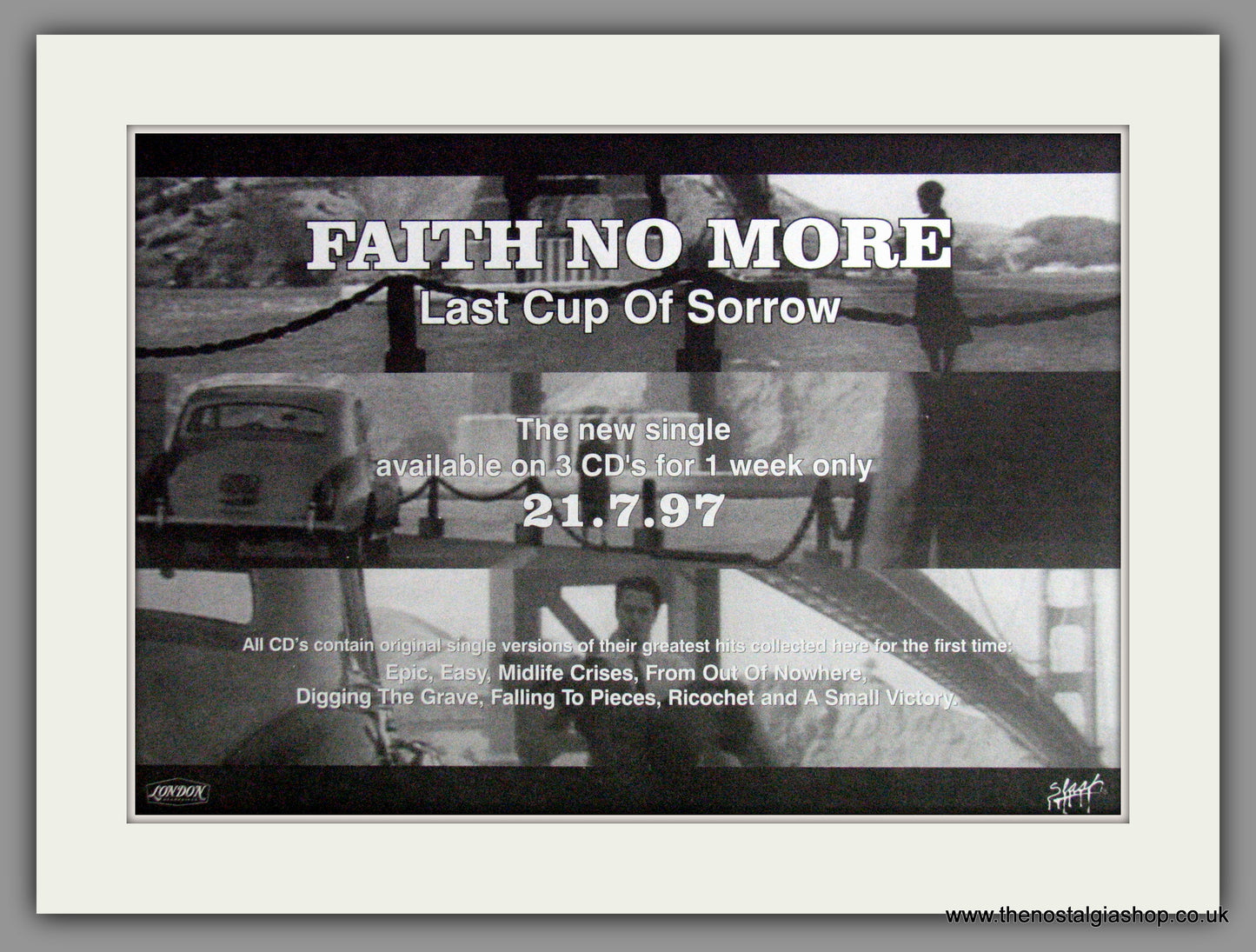 Faith No More, Last Cup Of Sorrow. 1997 Original Advert (ref AD53551)