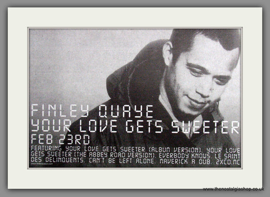 Finlay Quaye, Your Love Gets Sweeter. 1998 Original Advert (ref AD53553)