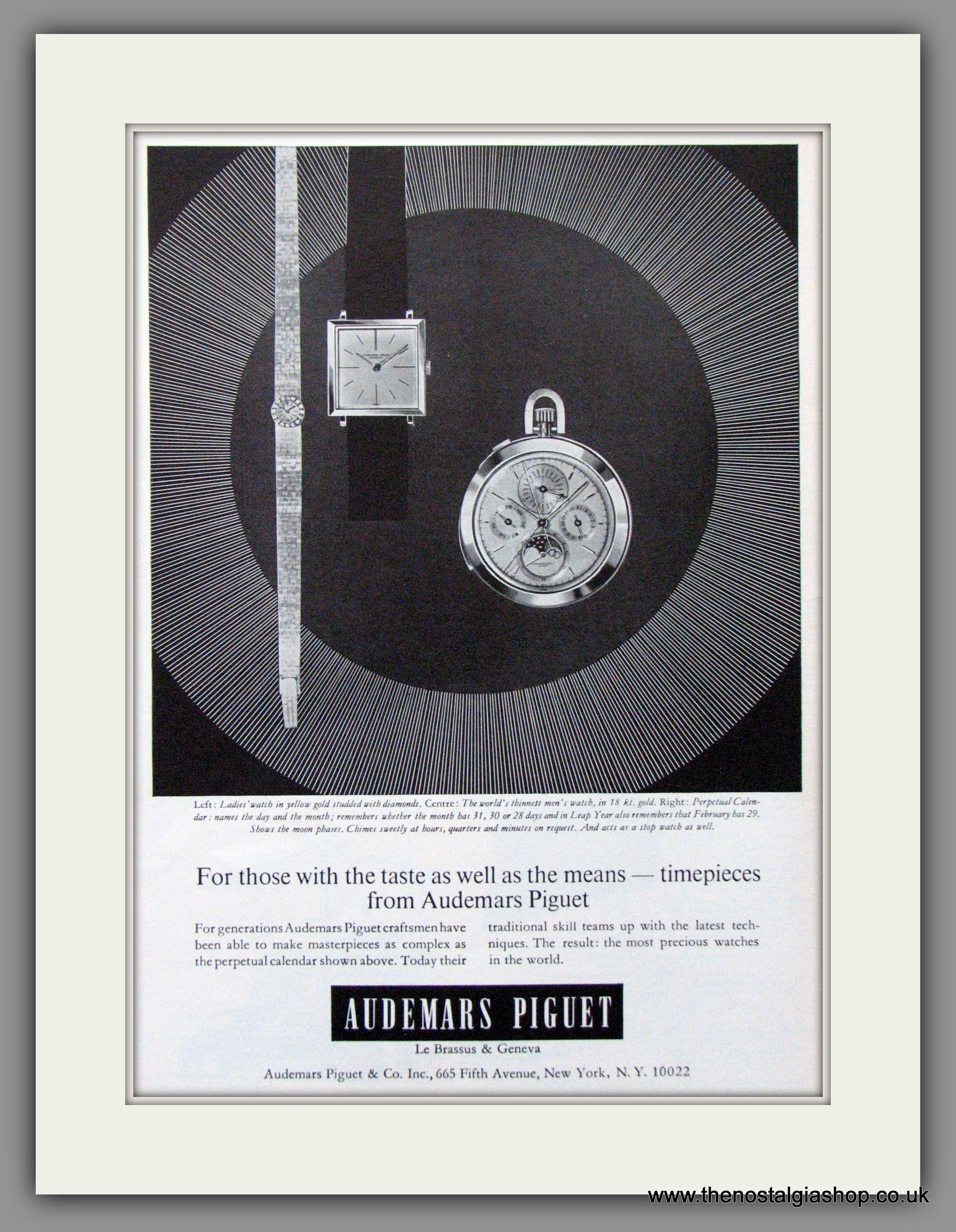 Audemars Piguet Watches. Original American Advert 1965 ref