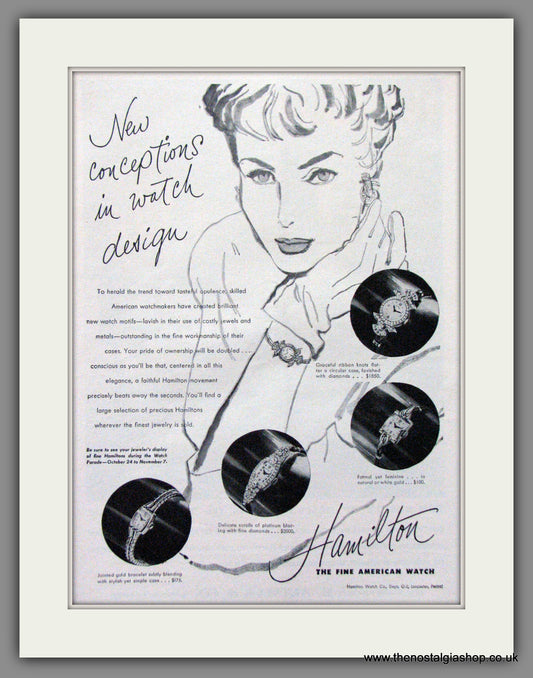 Hamilton Ladies Watches. Original American Advert 1949 (ref AD52972)