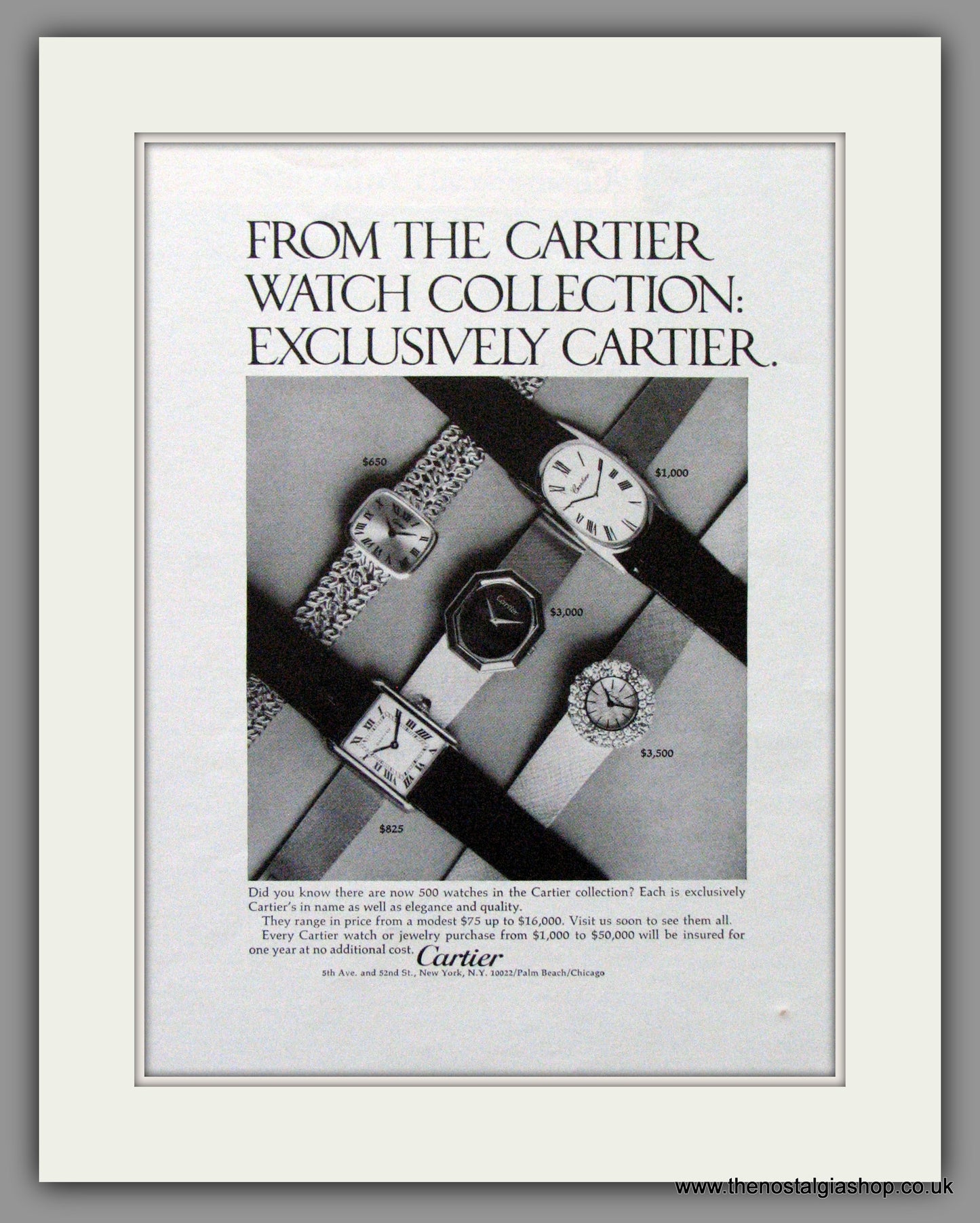 Cartier Ladies Watches. Original American Advert 1970 (ref AD52973)