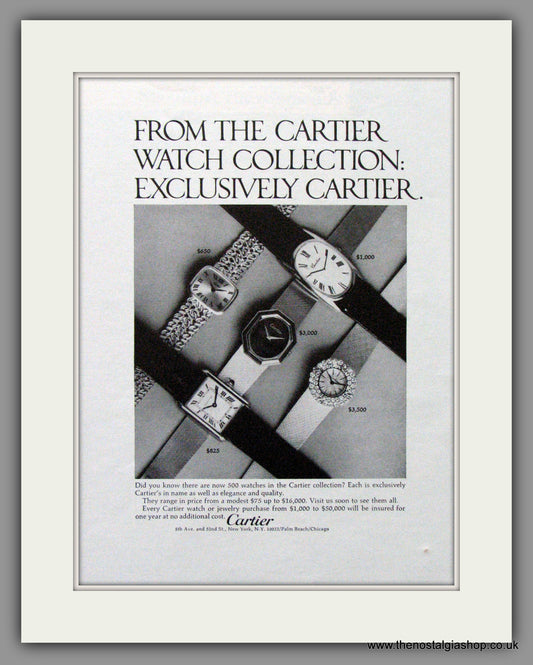 Cartier Ladies Watches. Original American Advert 1970 (ref AD52973)