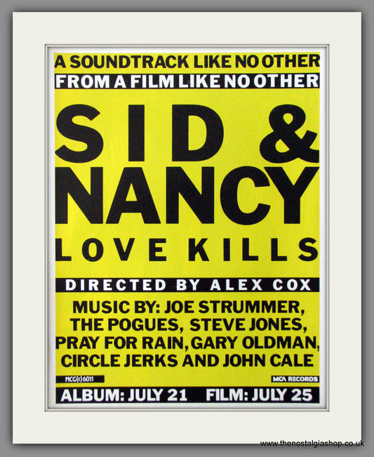 Sid and Nancy. Love Kills. Original Advert 1986 (ref AD53617)