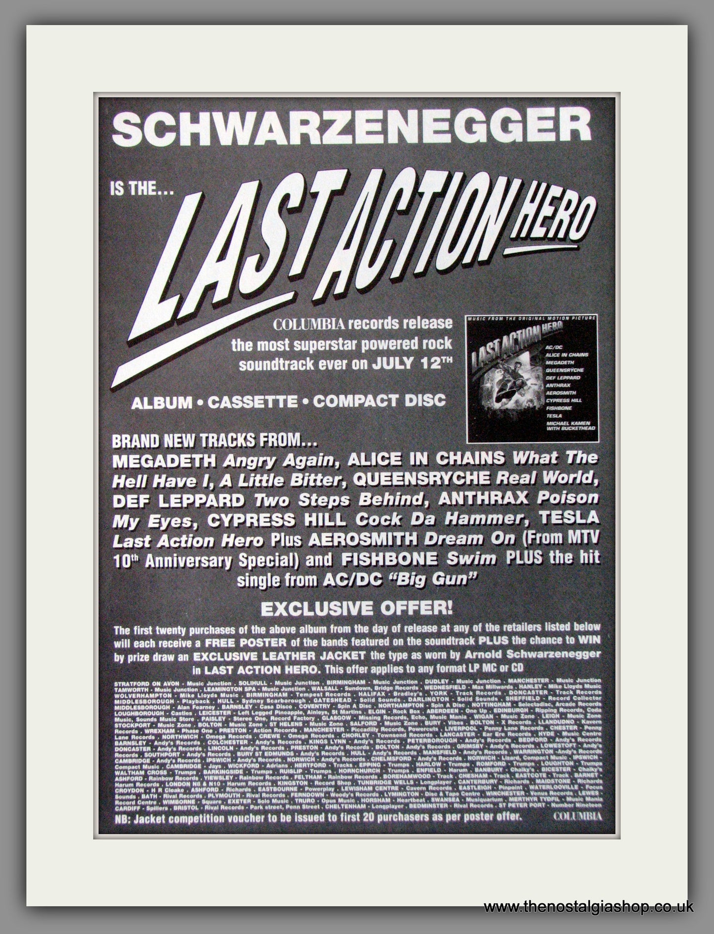 Last Action Hero. Soundtrack. Original Advert 1993 (ref AD53621)