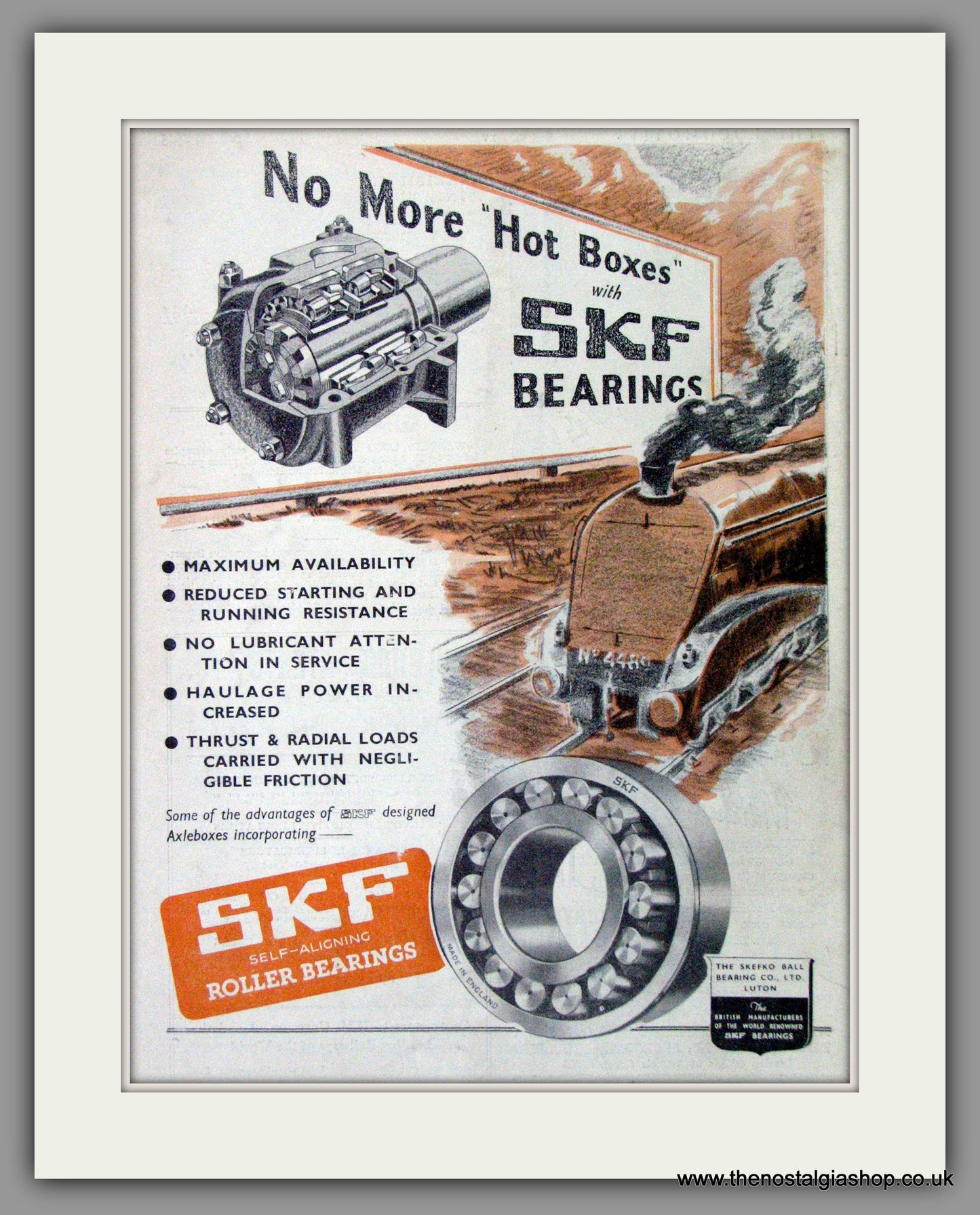 SKF Roller Bearings for Railways. Original Advert 1945 (ref AD53302)