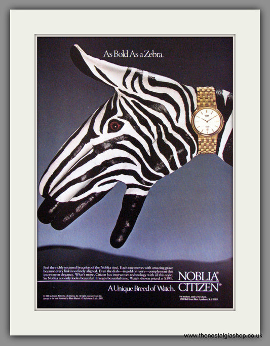 Citizen Noblia Watch. Original Advert 1986 (ref AD53370)