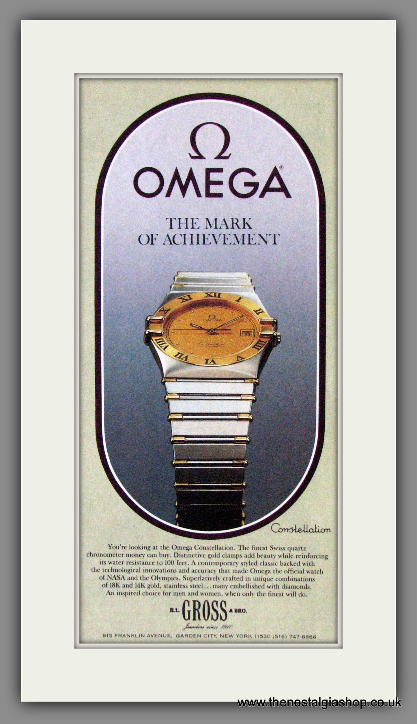 Omega Constellation Chronometer Watch. Original Advert 1986 (ref AD53392)