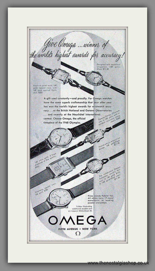 Omega Watches. Original Advert 1948 (ref AD53397)