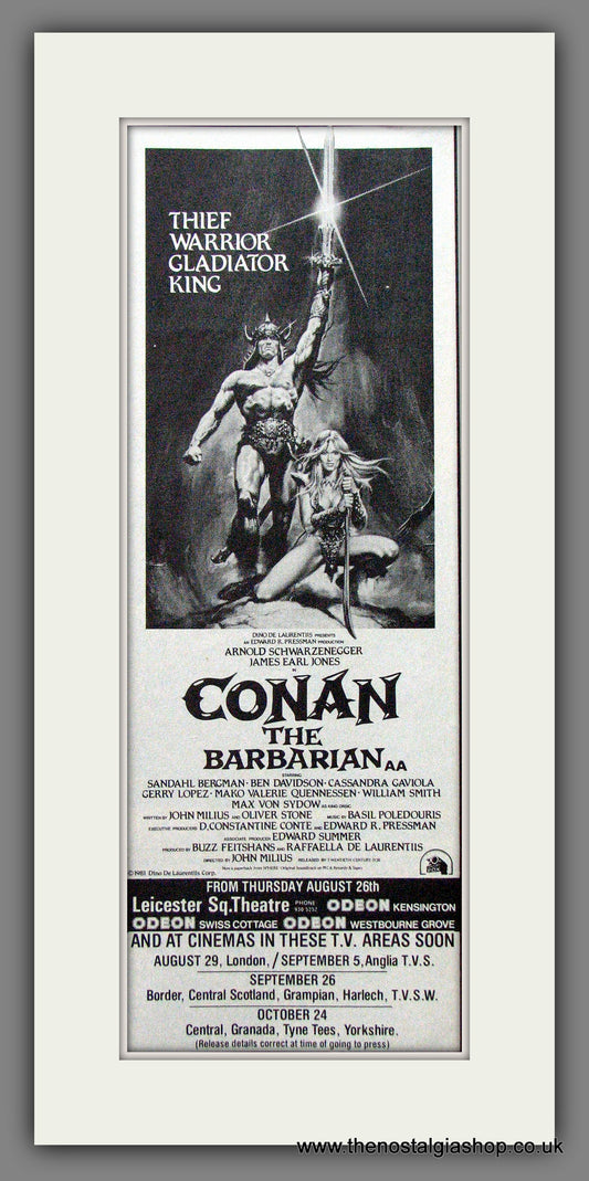 Conan The Barbarian. Arnold Schwarzenegger. Original Advert 1982 (ref AD53580)