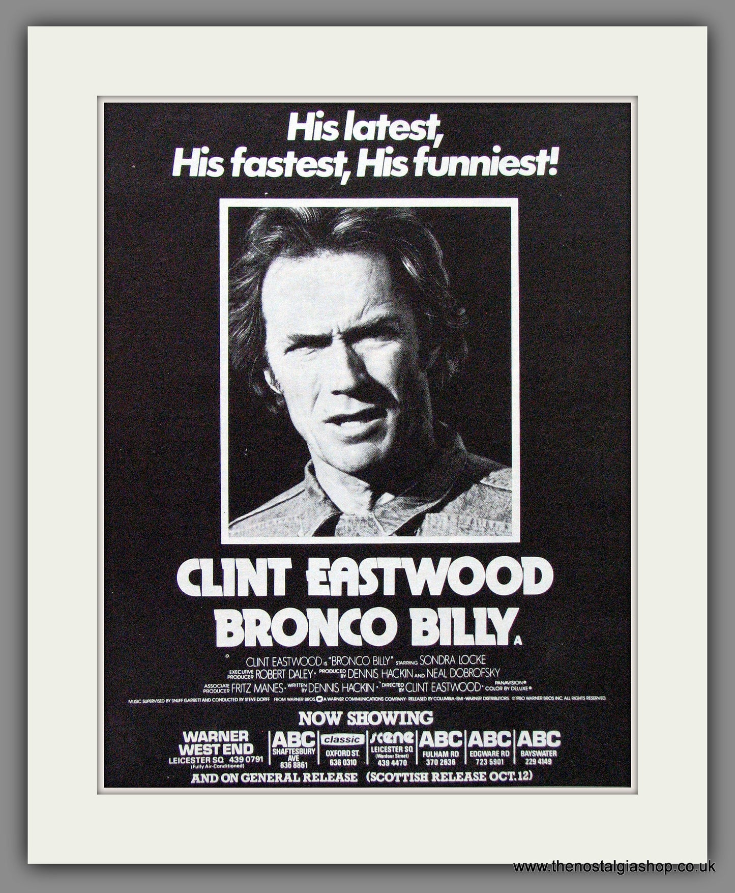 Bronco Billy. Clint Eastwood. Original Advert 1980 (ref AD53631)