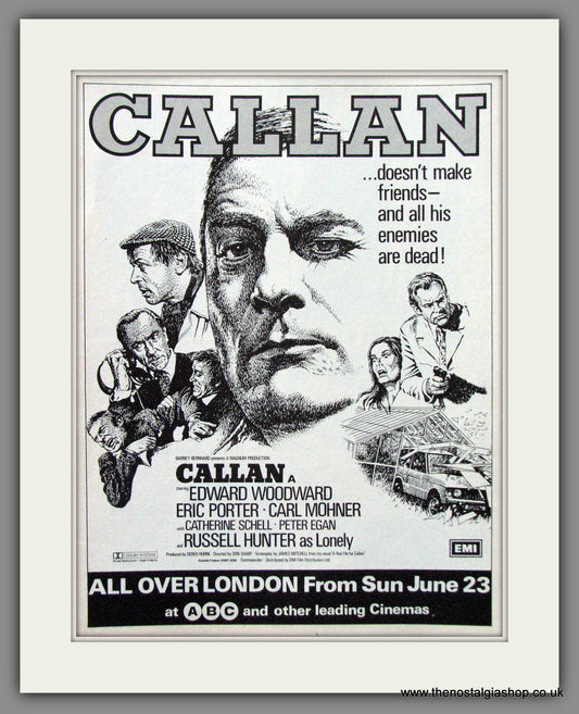 Callan. Edward Woodward. Original Advert 1974 (ref AD53632)