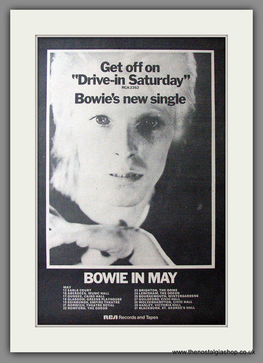 David Bowie. Drive-In Saturday. UK Tour. Original Advert 1973 (ref AD11457)