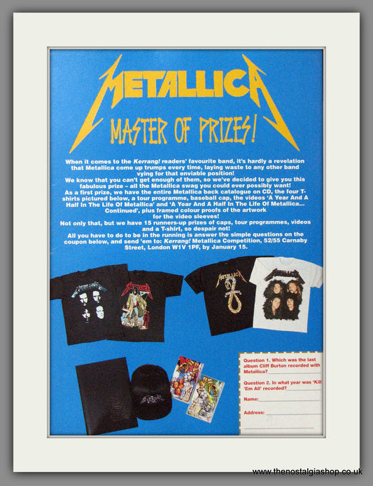 Metallica. Master Of Prizes, Competition. 1993 Original Advert (ref AD53921)