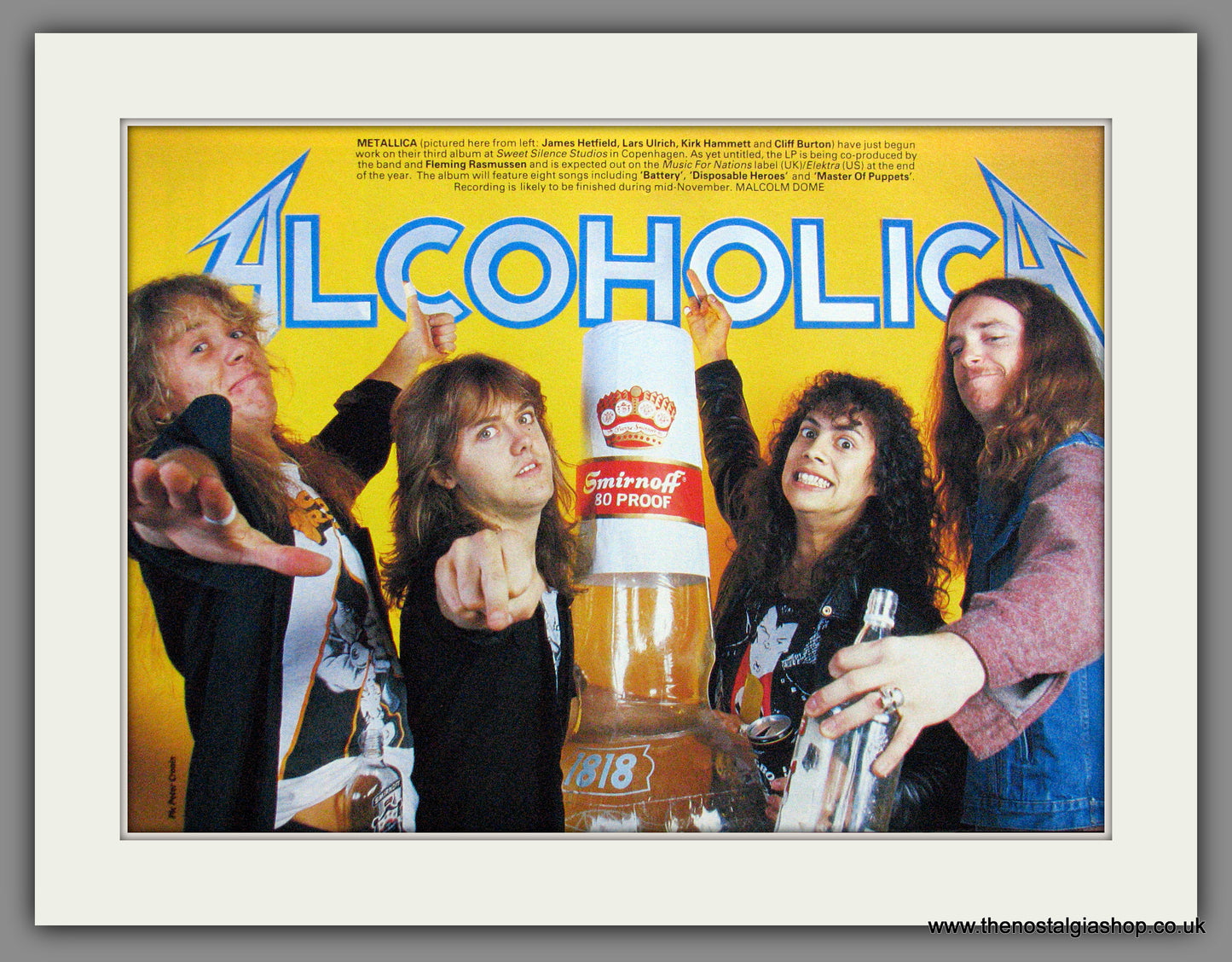 Metallica. Alcoholica. Smirnoff 80 Proof. 1992 Original Advert (ref AD53945)