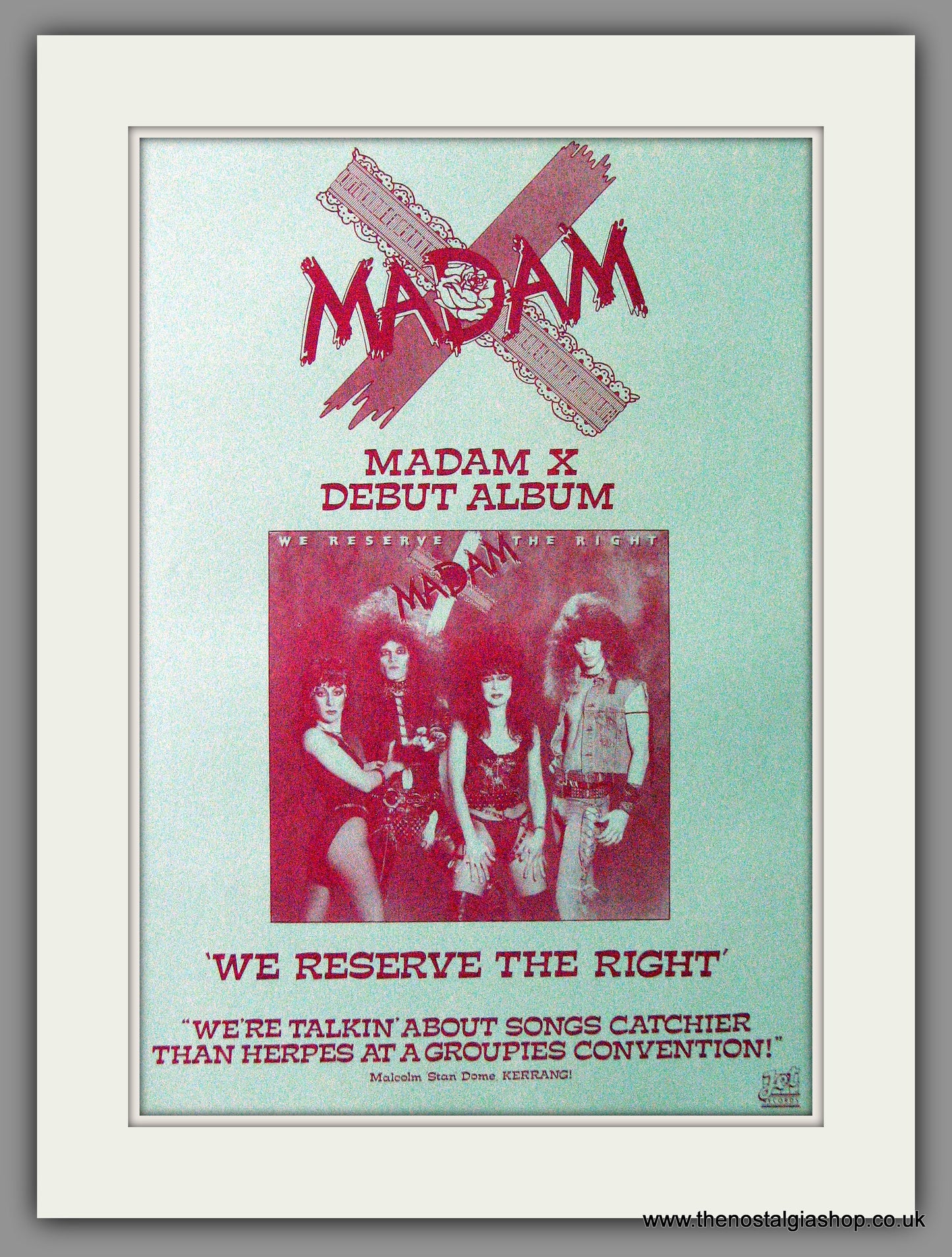 Madam X. We Reserve The Right, Debut Album. 1985 Original Advert (ref AD54069)