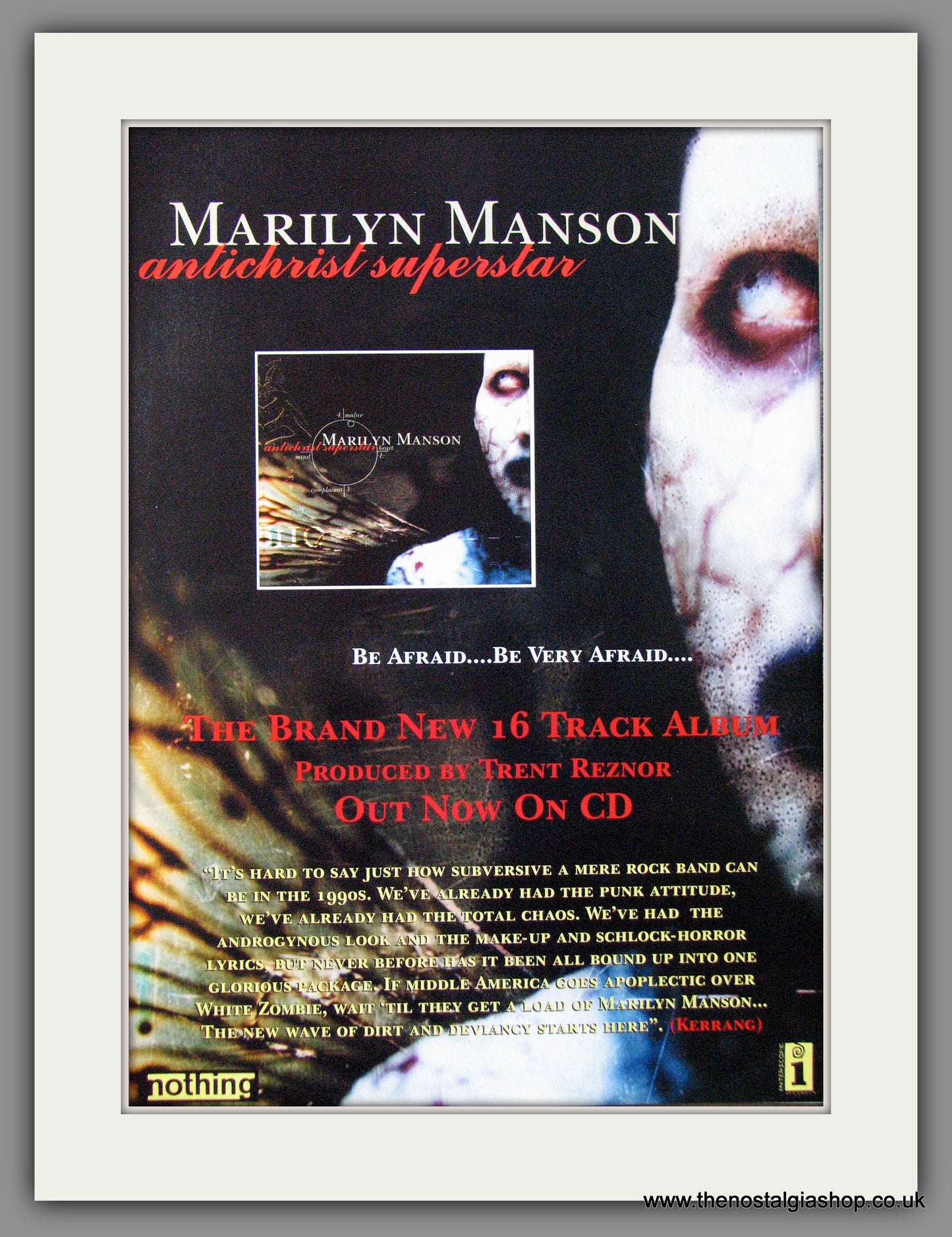 Marilyn Manson. Antichrist Superstar. 1996 Original Advert (ref AD54075)