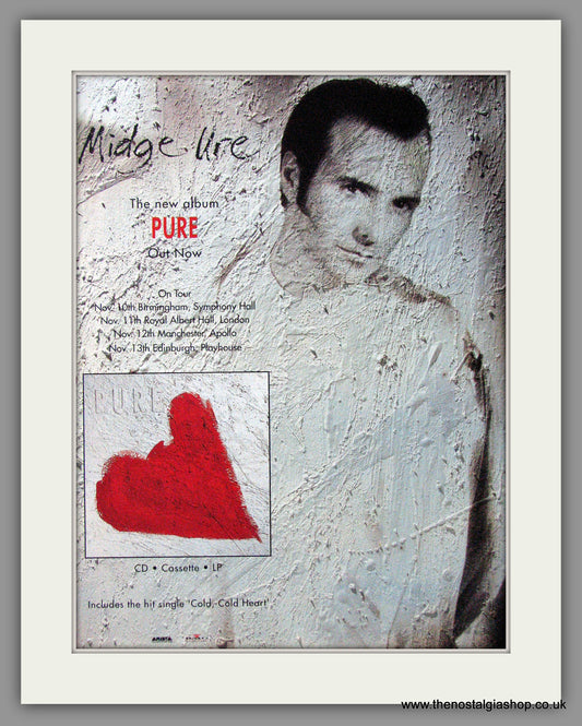 Midge Ure. Pure. 1991 Original Advert (ref AD54093)