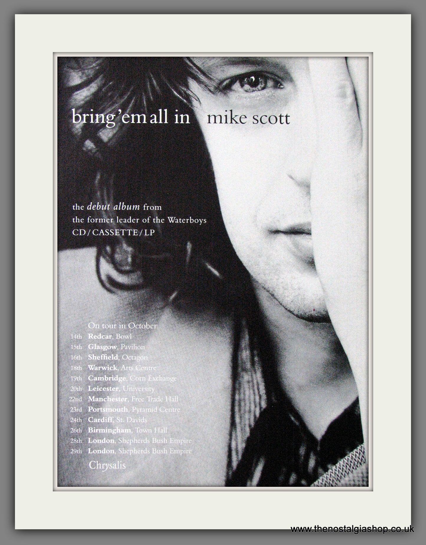 Mike Scott, Bring 'em all in. UK Tour Dates. 1995 Original Advert (ref AD54102)