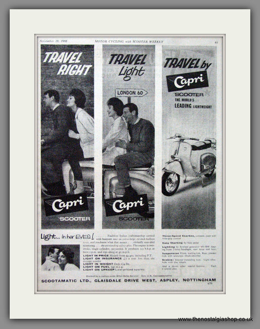 Capri Scooter. Original Advert 1960 (ref AD54244)