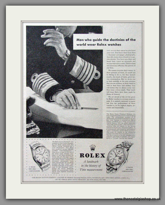 Rolex Watches. For Men Who Guide The Destinies of The World. Original Advert 1955 (ref AD54341)