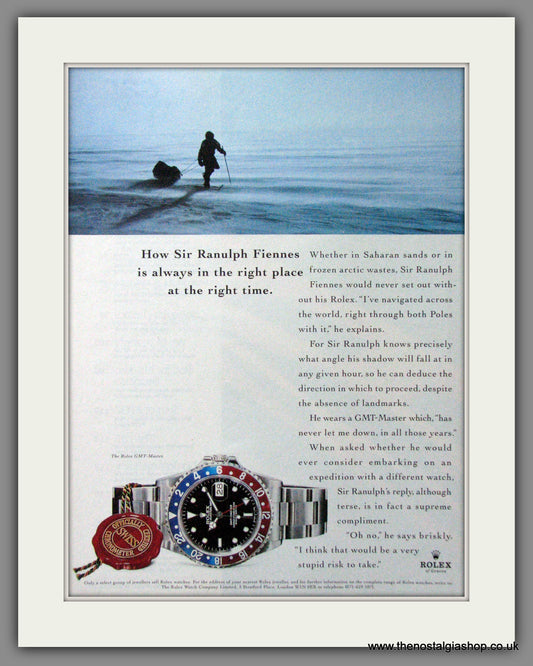 Rolex GMT Master. Sir Ranulph Fiennes. Original Advert 1997 (ref AD54398)