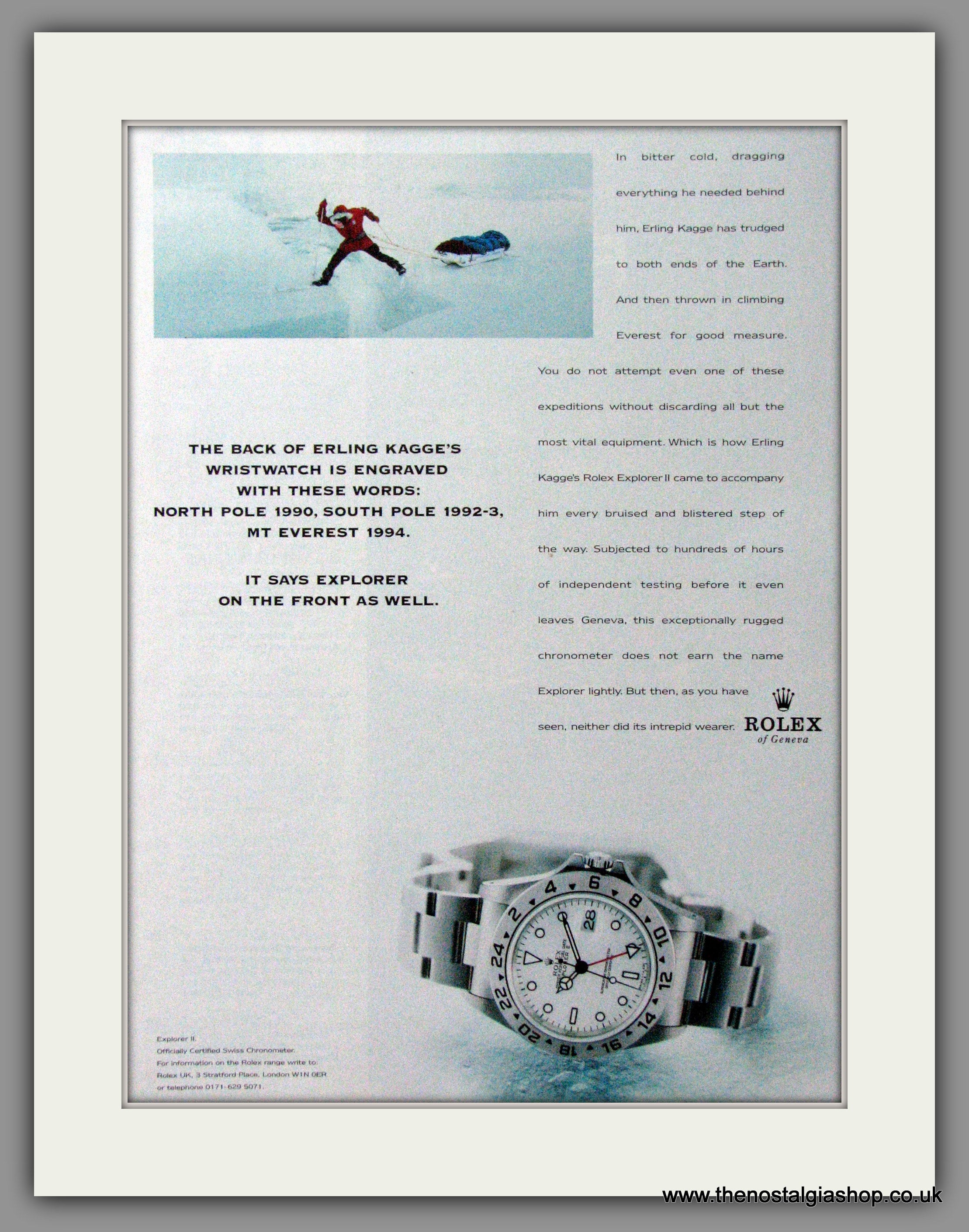 Rolex Explorer II. Erling Kagge. Original Advert 1998 ref AD54399