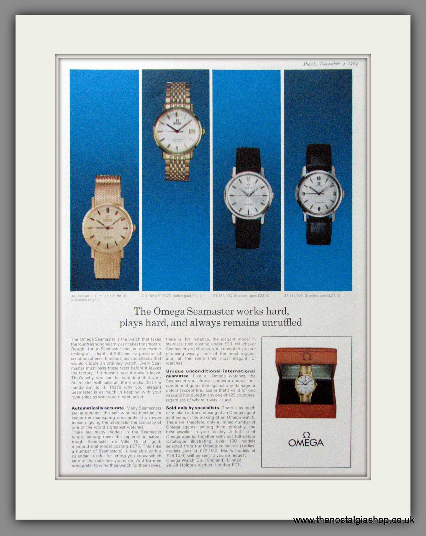 Omega Seamaster Watch. Original Advert 1964 (ref AD54481)