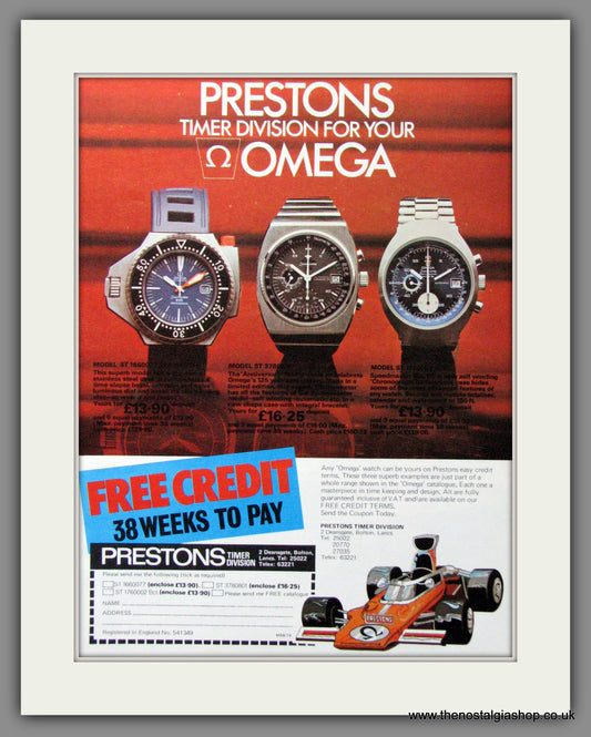 Omega Watches at Prestons. Original Advert 1974 (ref AD54404)