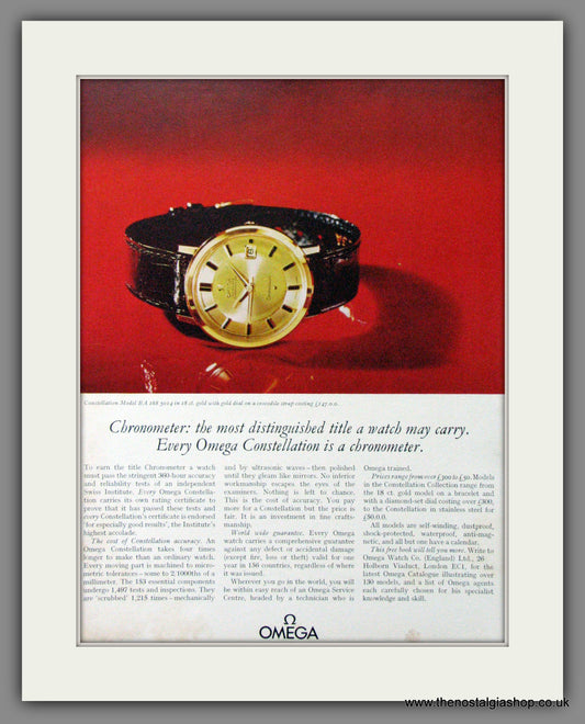 Omega Chronometer. Original Advert 1966 (ref AD54406)