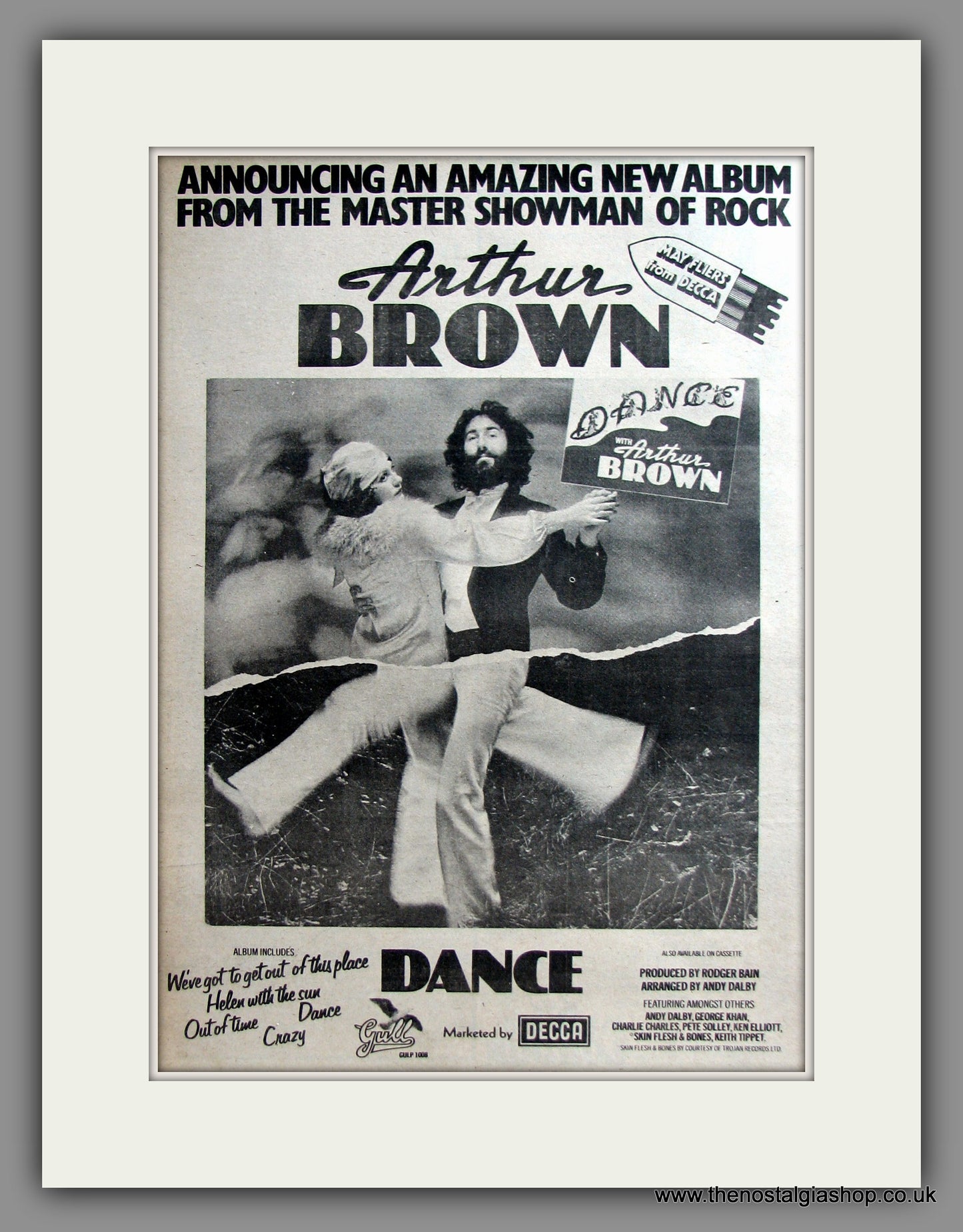 Arthur Brown. Dance. Original Advert 1975 (ref AD11478)