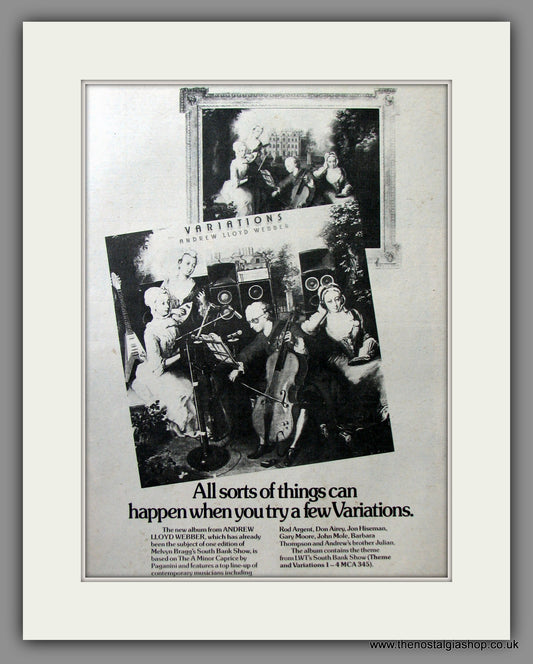 Andrew Lloyd-Webber. Variations. Original Advert 1978 (ref AD11517)