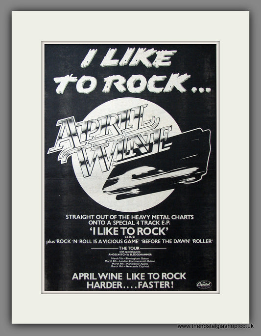 April Wine. I Like To Rock. Original Advert 1980 (ref AD11521)