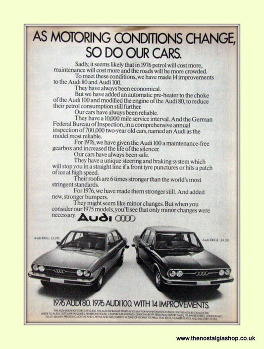 Audi 80GL & 100GL Original Advert 1976 (ref AD6789)