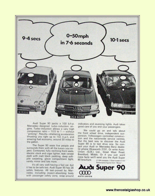 Audi Super 90 Vintage Advert 1967 (ref AD6954)