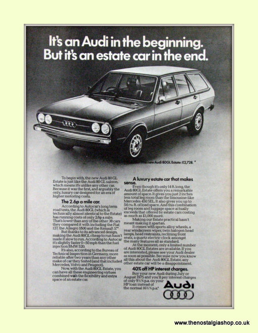 Audi 80GL Estate Vintage Original Advert 1975 (ref AD6961)