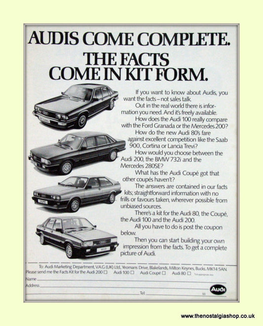 Audi Vintage Original Advert 1982 (ref AD6966)