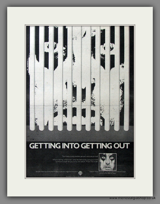 Alice Cooper. Getting Into Getting Out. Original Advert 1978 (ref AD11592)