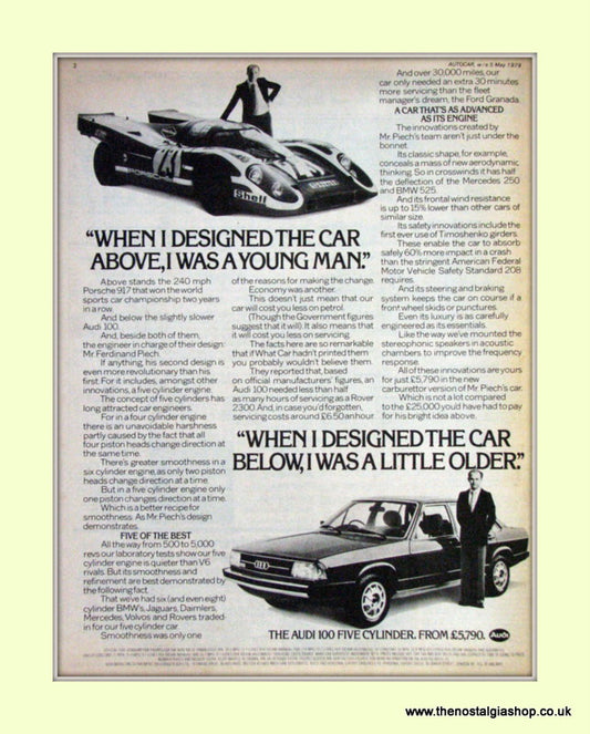 Audi 100 Vintage Original Advert 1979 (ref AD6979)