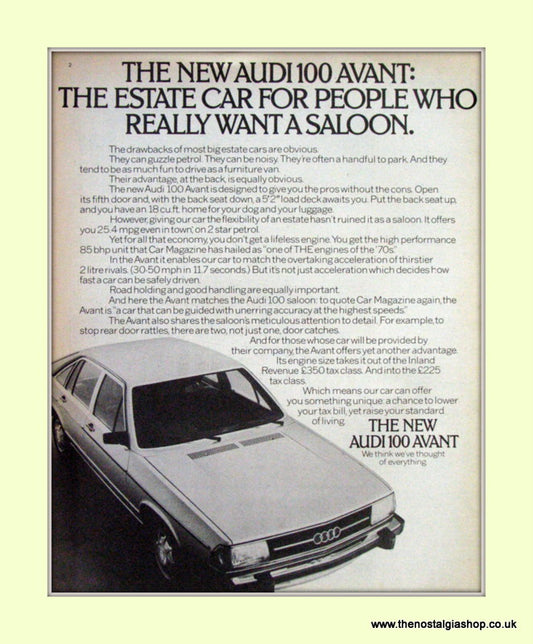 Audi 100 Avant Vintage Original Advert 1978 (ref AD6981)