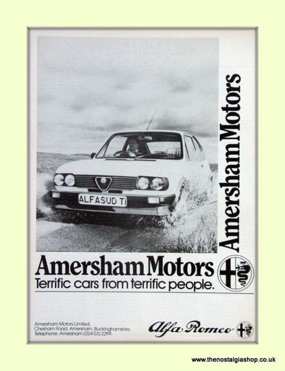 Alfa Romeo Alfasud 1.3 Ti. Amersham Motors. Set of 3 Dealership Original Adverts 1984 (ref AD50012)