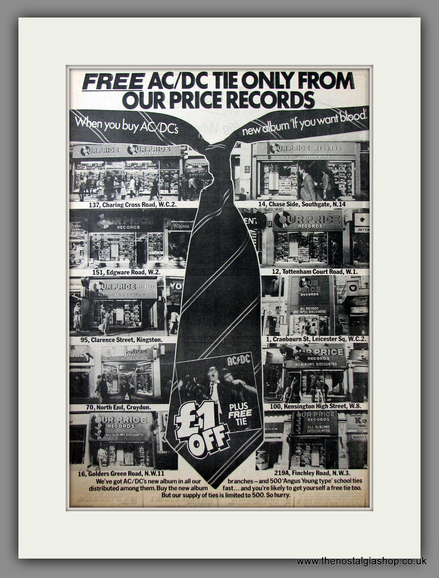 AC DC, If You Want Blood + Free Tie Offer. Original Advert 1978 (ref AD11629)