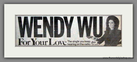 Wendy Wu, For Your Love. Original Advert 1982 (ref AD11652)